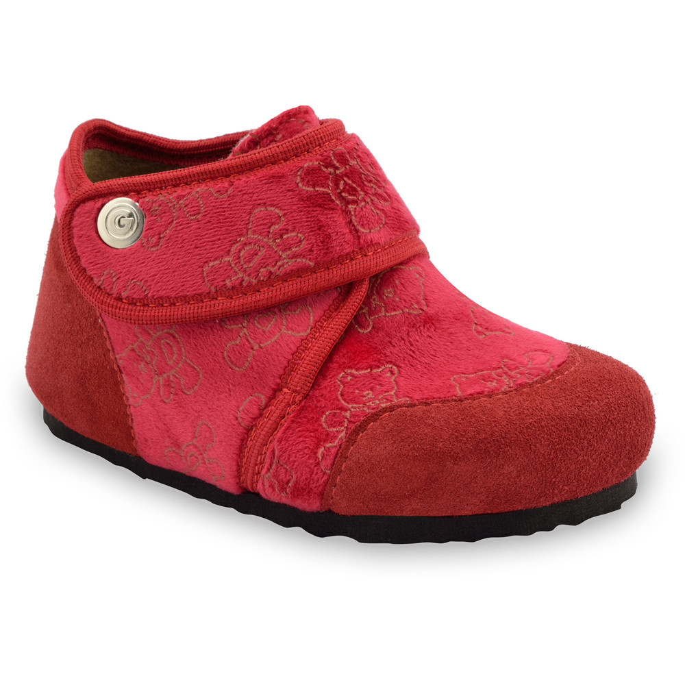 KINDER domáca zimná obuv pre deti - pliš (23-35) - červená, 24