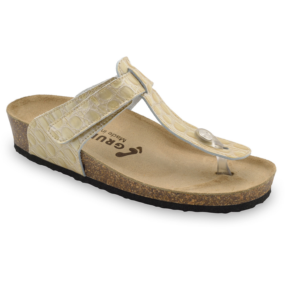 SAYONARA Women's leather flip flops (36-42) - beige, 41