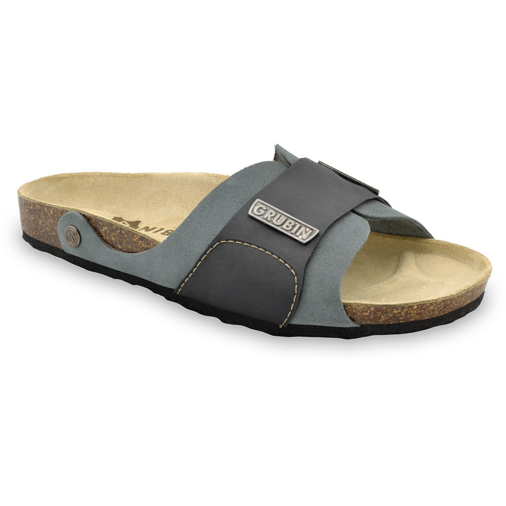 DARKO Men's slippers - leather (40-49) - blue grey, 46
