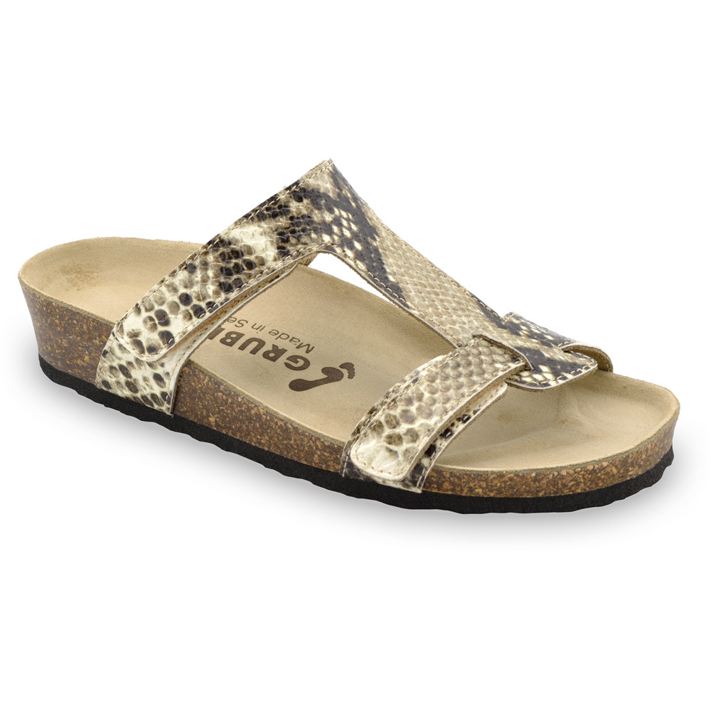 RIMINI Women's slippers - leather (36-42) - cream viper, 42