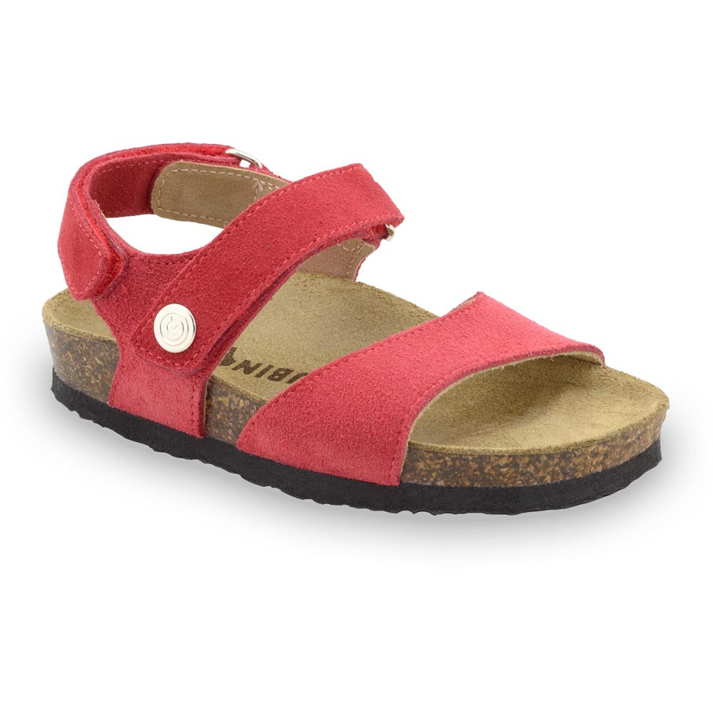 EJPRIL sandále pre deti - koža nubuk (23-29) - červená, 28