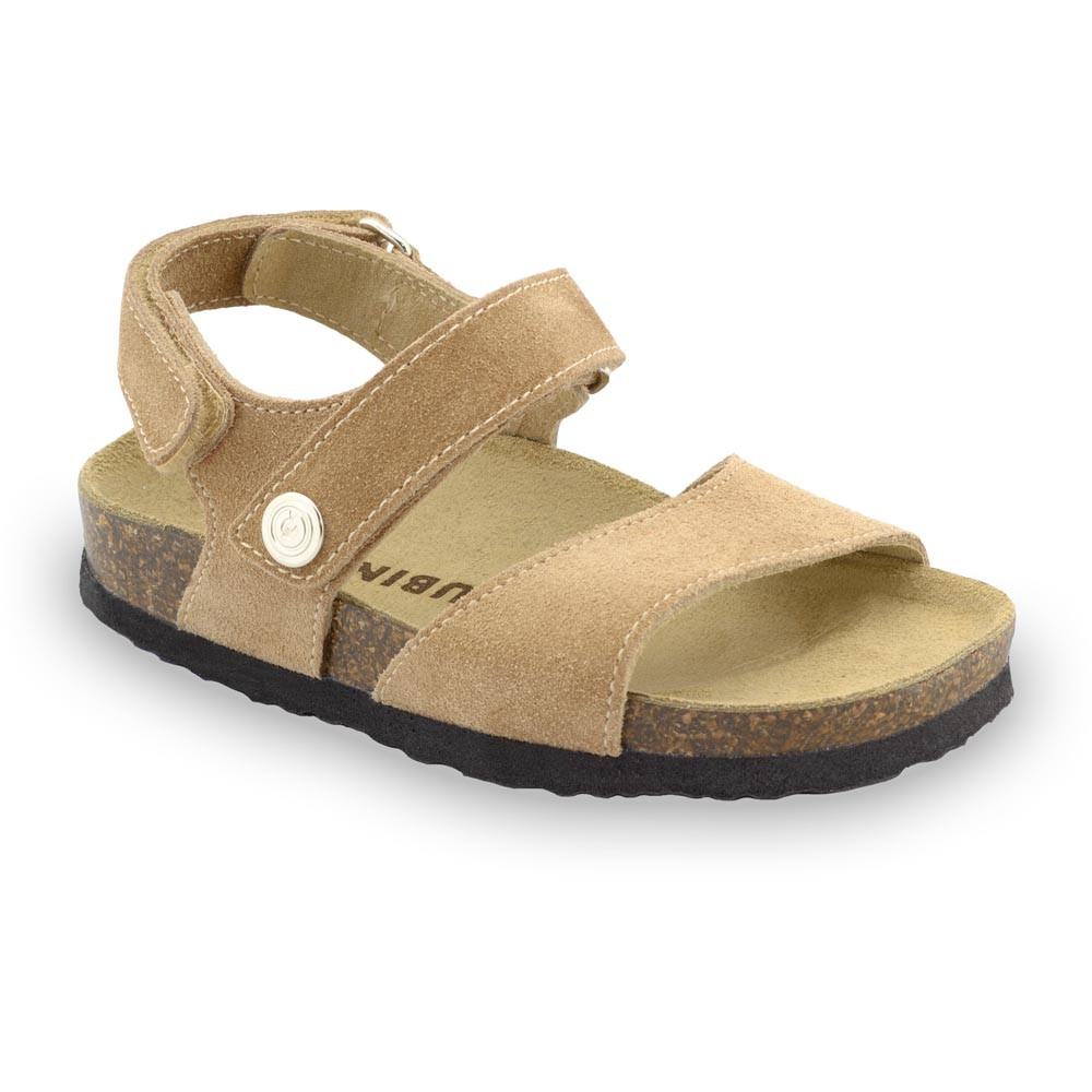 EJPRIL sandále pre deti - koža nubuk (23-29) - krémová, 24