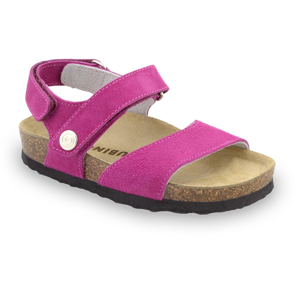 EJPRIL sandále pre deti - koža nubuk (23-29) - fialová, 26
