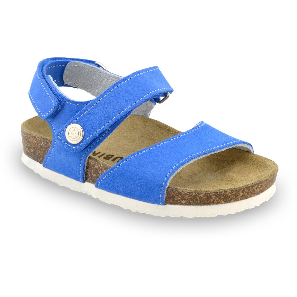 EJPRIL sandále pre deti - koža nubuk (30-35) - modrá, 30