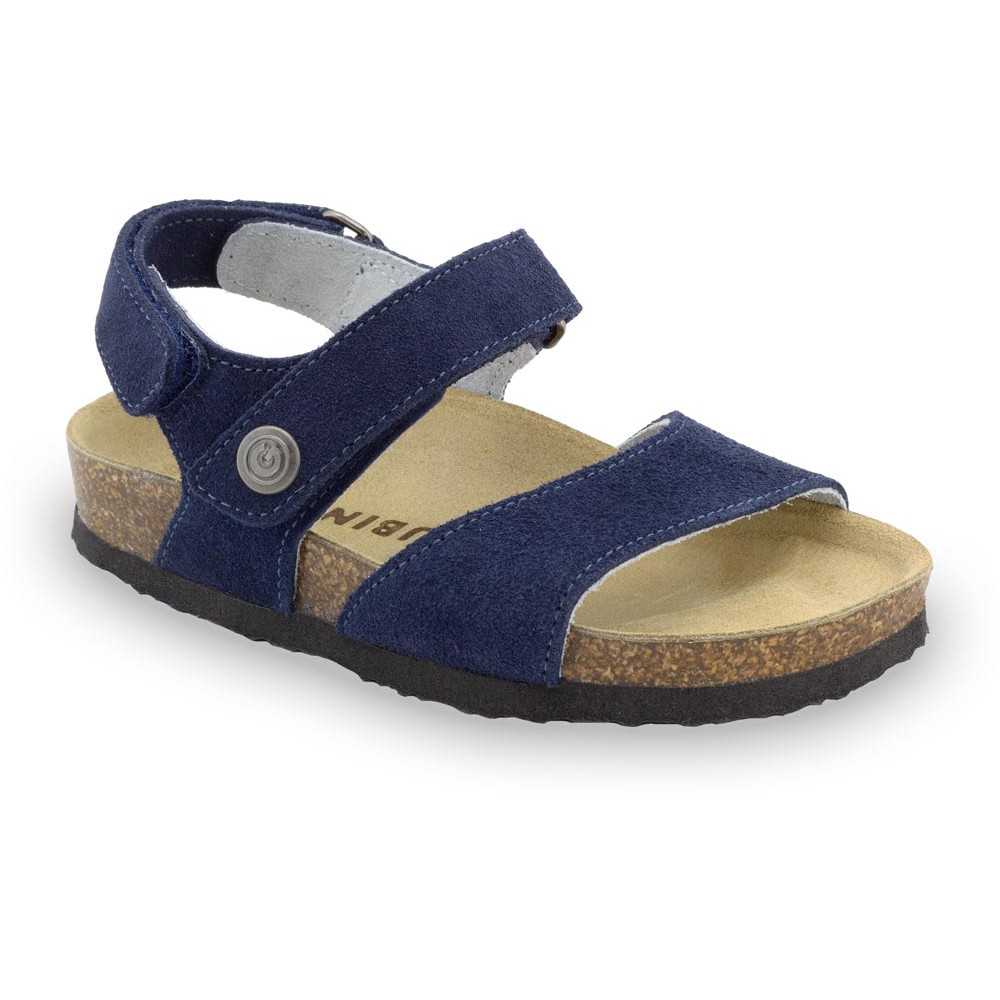 EJPRIL sandále pre deti - koža nubuk (30-35) - modrá-mat, 33