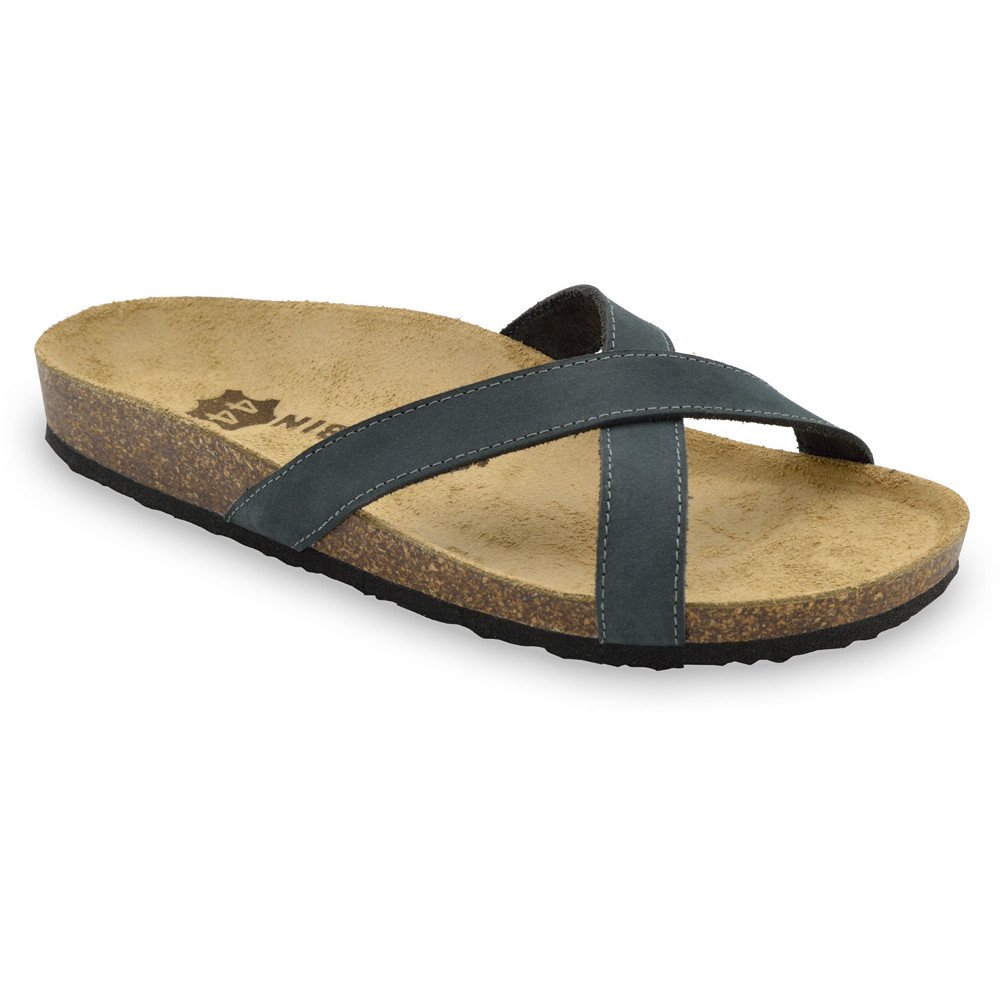 NORRIS Men's slippers - leather (40-49) - dark grey, 40